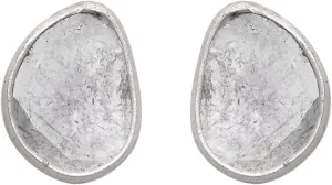 0.25 CTW Natural Diamond Polki Minimal Studs 925 Sterling Silver Platinum Plated Everyday Handmade Slice Diamond Valentine Earrings
