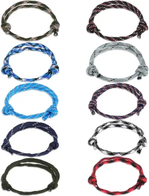 10 Pcs Nautical Braided Rope Bracelet Assorted Colors Braided Rope Bracelet Set Handmade Navy Cord Bracelet Adjustable Wave String Bracelets Friendship Bracelets for Men Women
