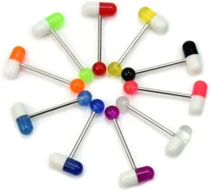 10Pcs Multicolor Stainless Steel Tongue Barbell Set - Modern Piercing Jewelry