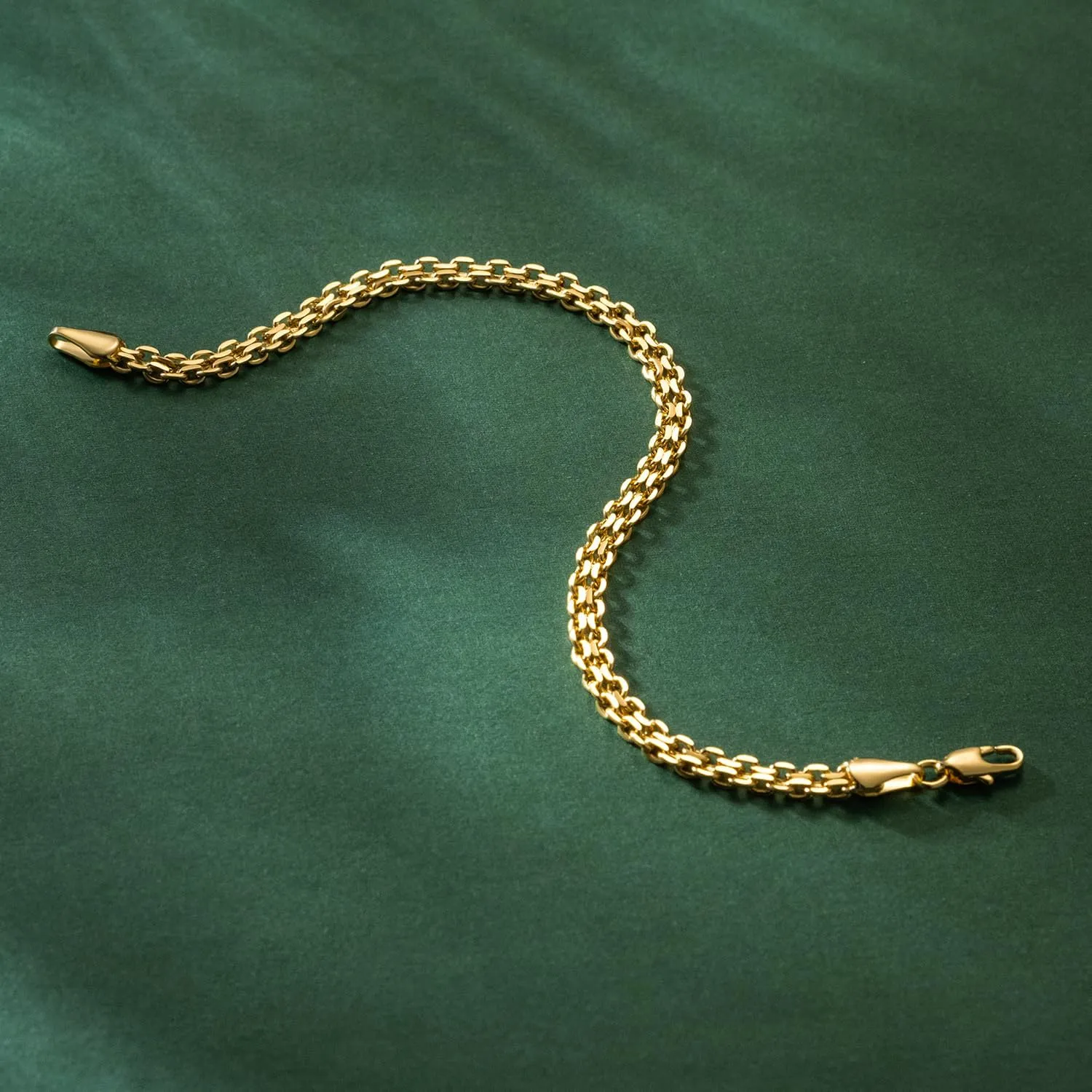 14K Gold Bracelets for Womens Bracelet Mens 14K Gold Chain Bracelet Cuban Link Chain Stackable Bracelets for women 6.5-9in