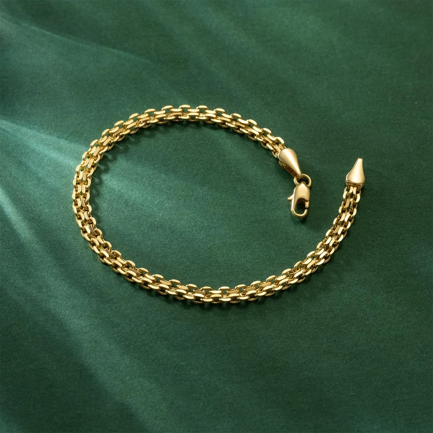 14K Gold Bracelets for Womens Bracelet Mens 14K Gold Chain Bracelet Cuban Link Chain Stackable Bracelets for women 6.5-9in