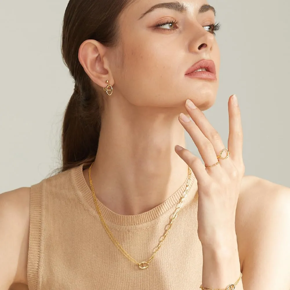14K Gold Plated Dainty Layered Chain Necklace for Women  Adjustable Minimalist Pendant Jewelry, Trendy Fashion Gift | Star & Anchor Necklace