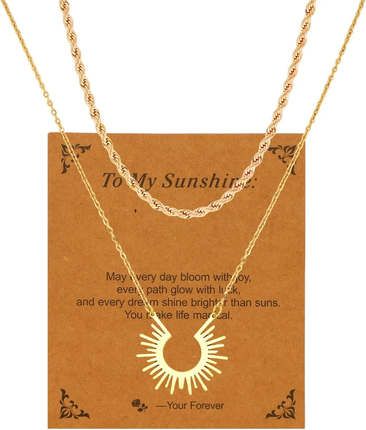 14K Gold Plated Sun Pendant Necklace for Women, Dainty Solar Charm Chain Jewelry, Elegant Layered Choker Necklace for Everyday Wear, Stylish Gift for Her, Birthday Anniversary Valentine's Day Present