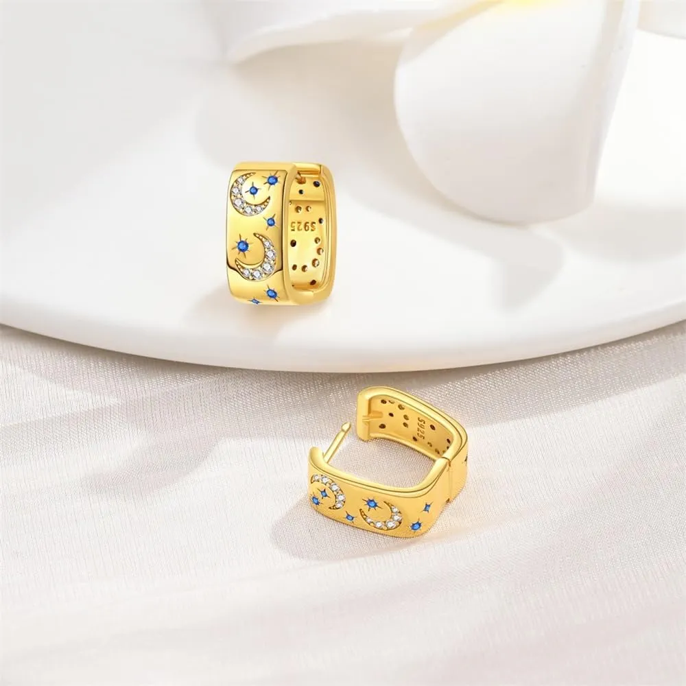 14K Gold Plated Women's Hoop Earrings  Trendy Pearl Dangling Earrings with Minimalist Dangle Design, Lightweight Hypoallergenic S925 Sterling Silver Jewelry for Christmas Gifts, Everyday Earrings