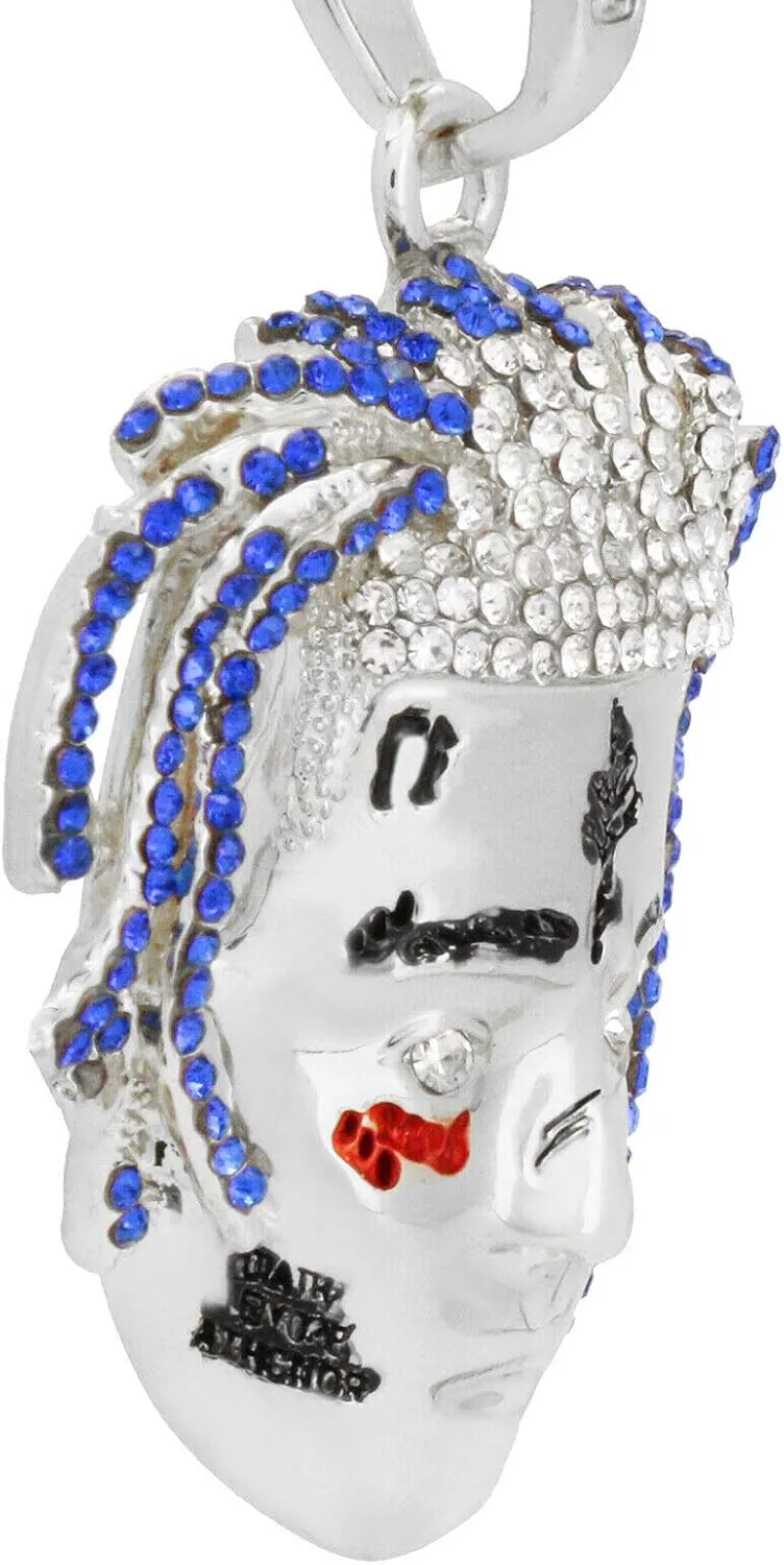 14k White Gold Plated Hip Hop Rapper Exquisite Tentacion R.I.P Pendant Franco Chain 24" Necklace