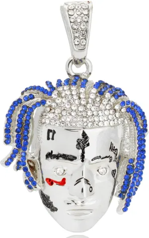 14k White Gold Plated Hip Hop Rapper Exquisite Tentacion R.I.P Pendant Franco Chain 24" Necklace
