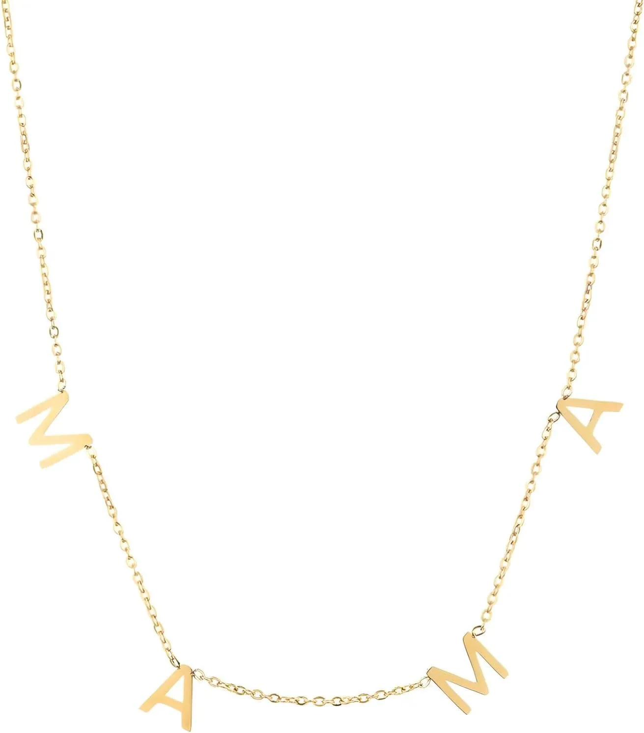 14k Yellow Gold Lovely Fun Mama Necklace For Women, Benevolence Mama Choker Necklace - Minimalist Simple Mama Necklace Gold For Mom, Mama Letter Necklaces Mother's Day