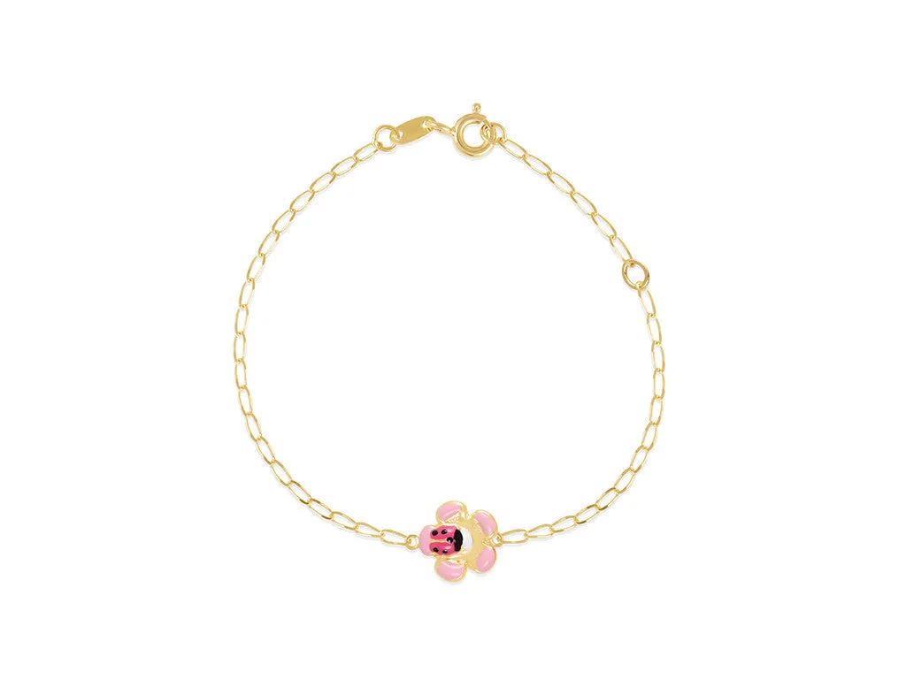 18K Gold Beetle Flower Bracelet <br> Bugs & Bees Collection