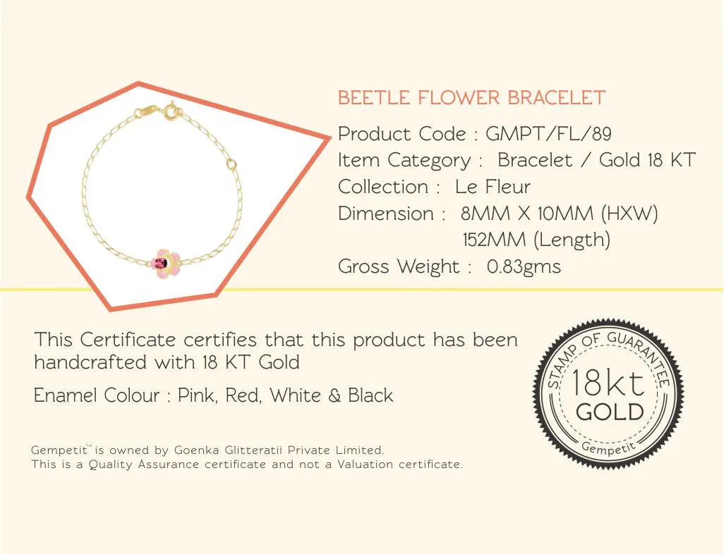 18K Gold Beetle Flower Bracelet <br> Bugs & Bees Collection