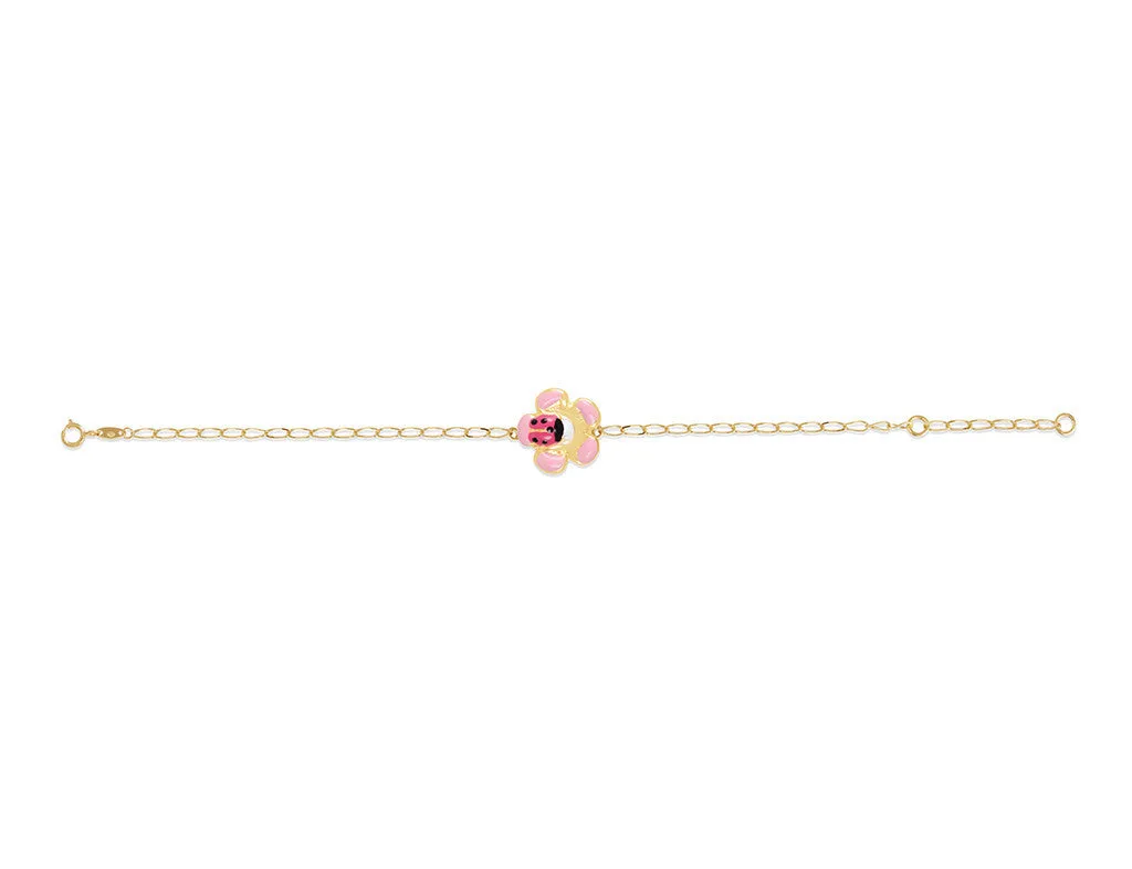 18K Gold Beetle Flower Bracelet <br> Bugs & Bees Collection