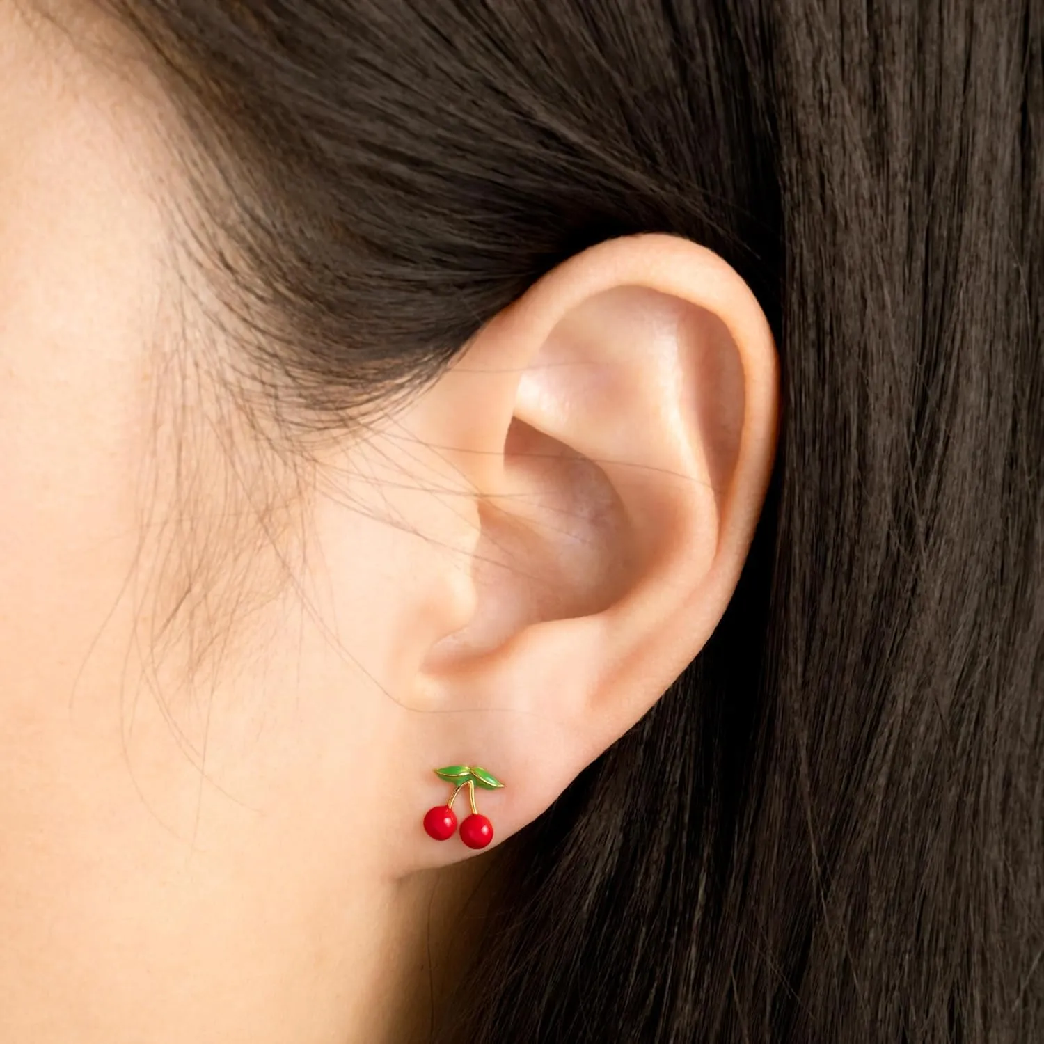18K Gold Dipped Fruit Stud Earrings - Cute Everyday Post Studs for Women - for Her