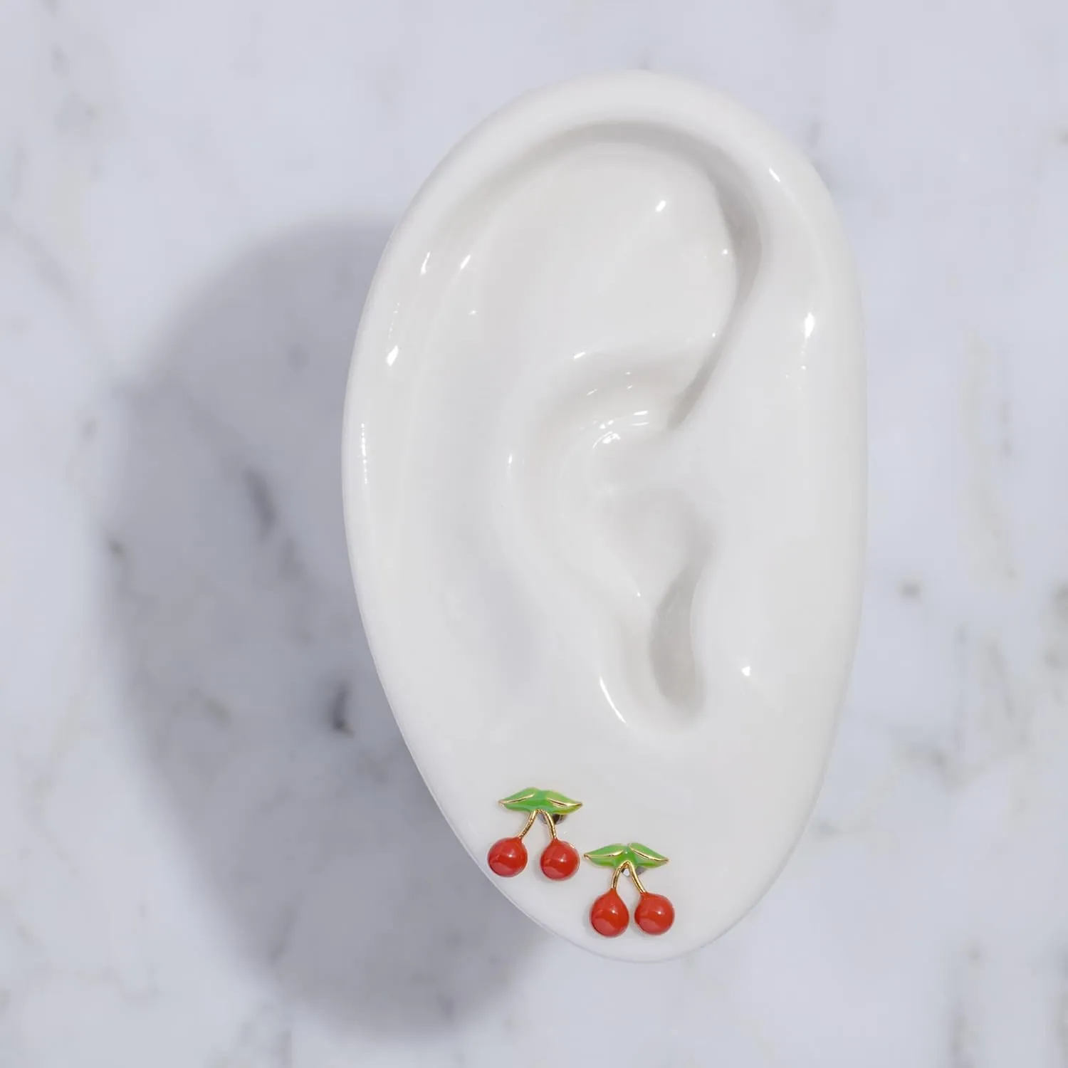 18K Gold Dipped Fruit Stud Earrings - Cute Everyday Post Studs for Women - for Her