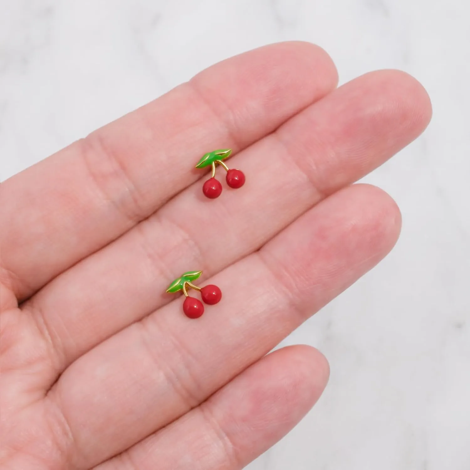 18K Gold Dipped Fruit Stud Earrings - Cute Everyday Post Studs for Women - for Her