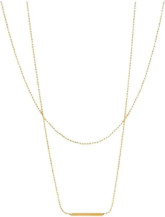 18K Gold Plated Dainty Layered Choker Necklace, Pendant Necklace | Tbar Disc Necklace Adjustable Layering Choker Necklaces for Women