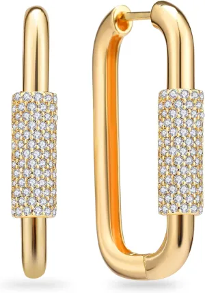 18K Gold Plated Dainty U Shape Huggie Earring for Women, Cubic Zirconia O Huggie Hoop Earrings, Hypoallergenic, Gifting, Everyday Wear
