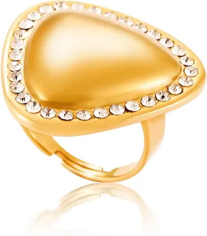 18K Gold Ring Elegant Heart Cocktail Rings for Women Non Tarnish- Adjustable and Stackable Diamond-Studded Finger Ring in Gift Box