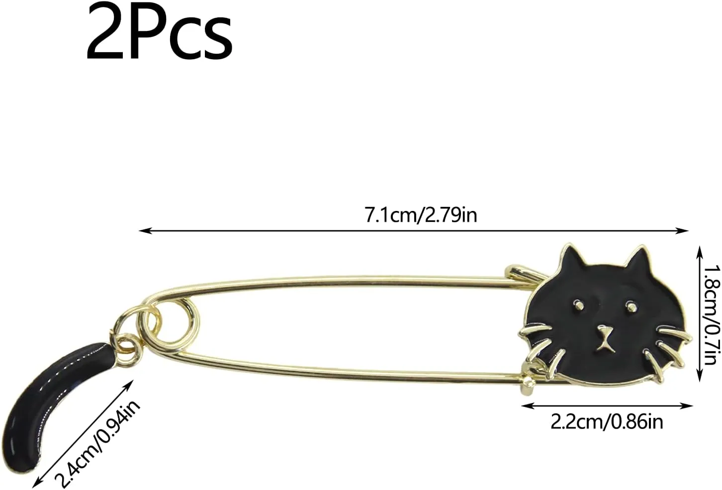 2P Cat Brooch Pin for Women Girls Kitten Brooches Lapel Pins Dress Accessories Birthday Party Jewelry Gift Souvenir