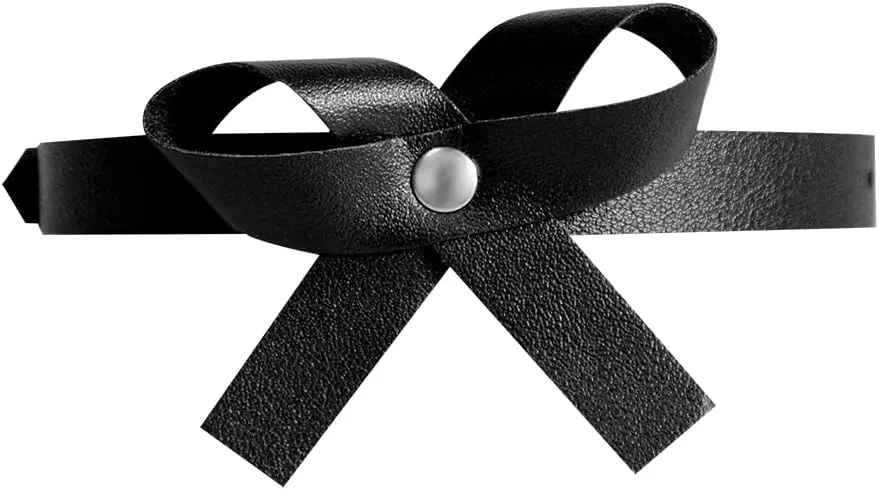 2PCS Ankle Bracelets Pu Leather Bow Feet Chain Fashionable Foot Jewelry For Woman Party & Dancing Halloween Valentine's Day
