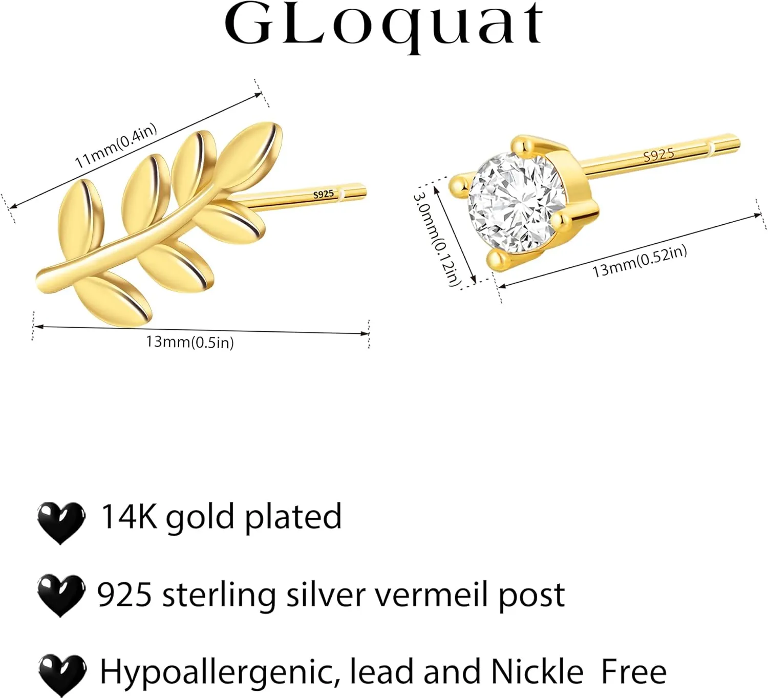 3 Pairs 14k CZ Gold Huggie Hoop Cartilage Earrings Set: Dainty CZ Stud Trendy Dangle Pearl Hoop Earrings Hypoallergenic Leaf Piercing Climber Huggie Earring for Women Gold Jewelry for Everyday