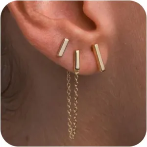 3 Pairs Women's 14K Gold Plated Hoop Earrings - Cubic Zirconia, Everyday Wear
