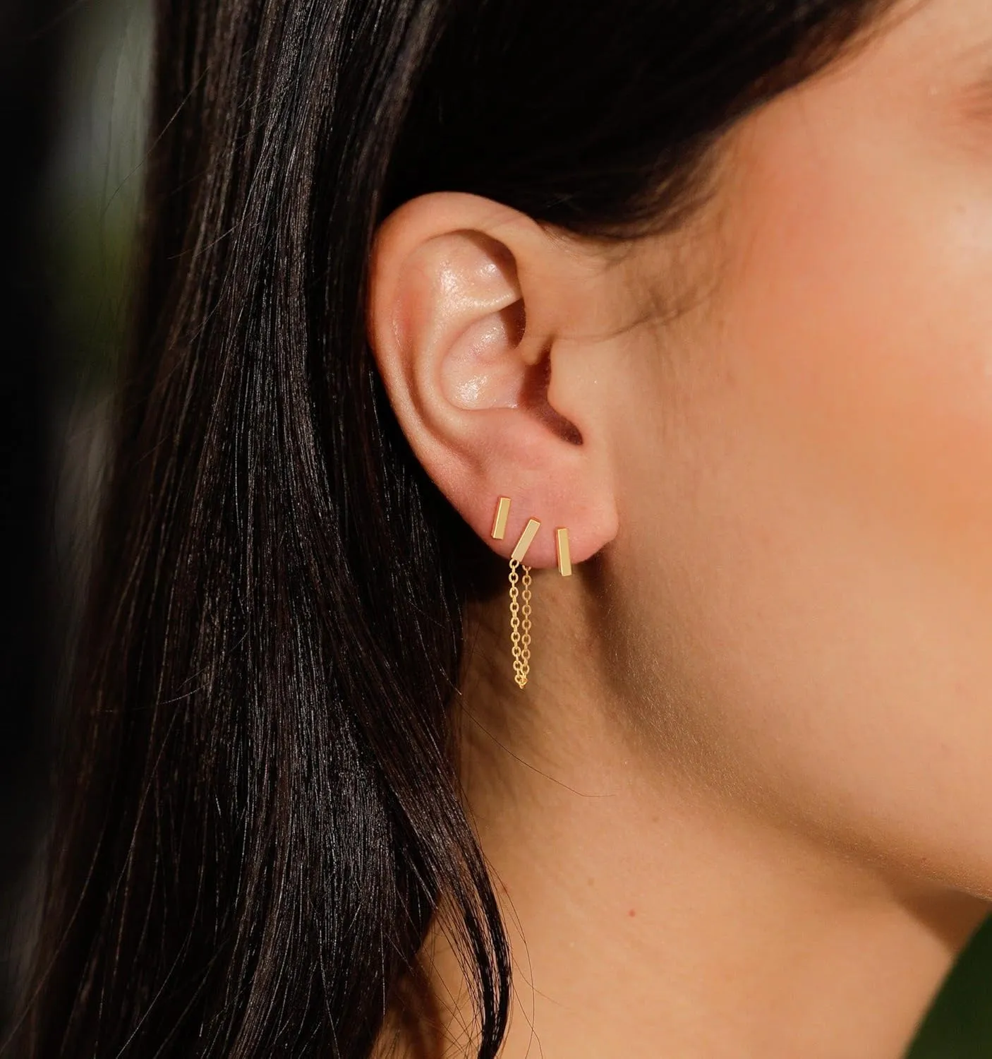 3 Pairs Women's 14K Gold Plated Hoop Earrings - Cubic Zirconia, Everyday Wear