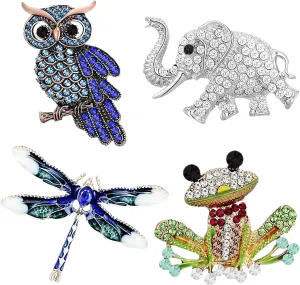 4 Pcs Vintage Crystal Brooch Set for Women  Elegant Rhinestone Pins for Coats, Dresses, Scarves  Retro Brooch Jewelry for Girls & Women