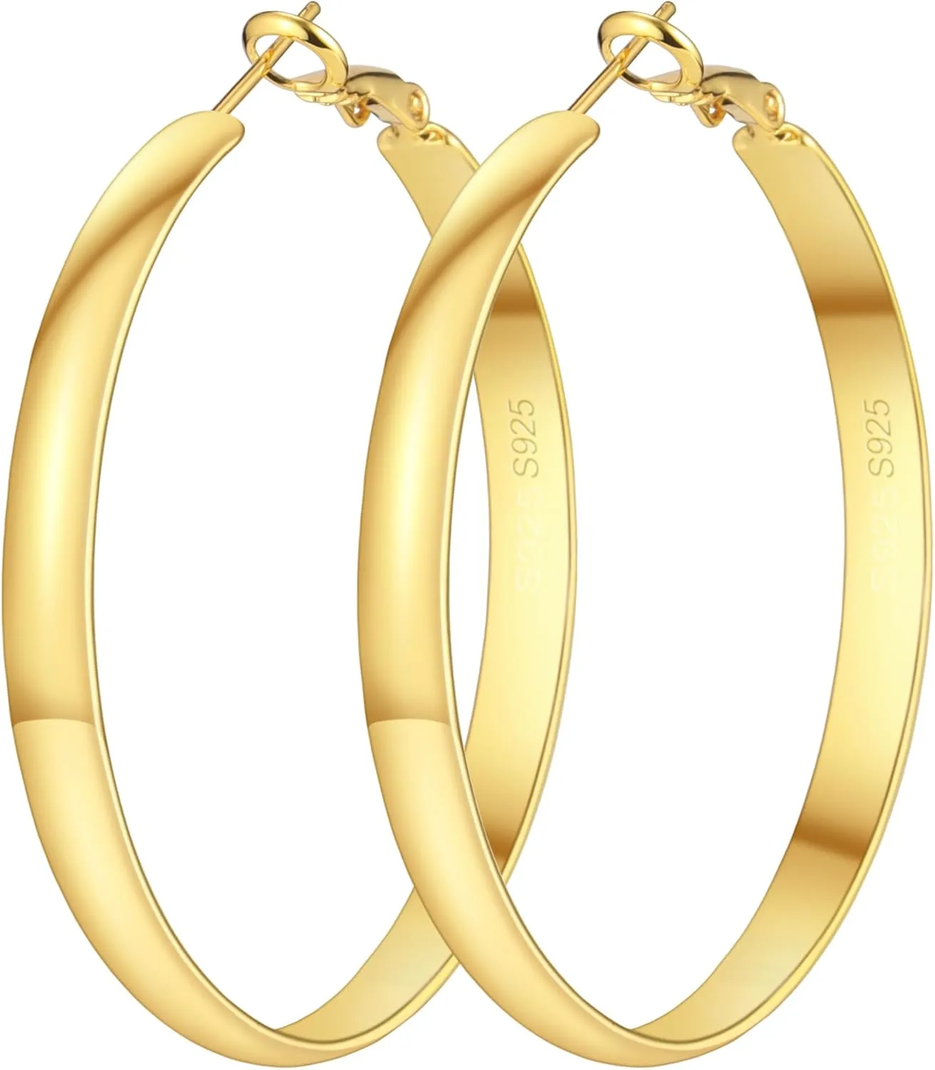 5mm Wide Gold Hoop Earrings for Women Trendy 14K Gold Plated Large Big Flat Hoop Earrings Non Tarnish Everyday Earrings Jewelry for Women
