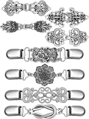 8 Pcs Retro Sweater Clips Cinch Shawl Vintage Cardigan Collar Dress Shirt Brooch Clips for Women
