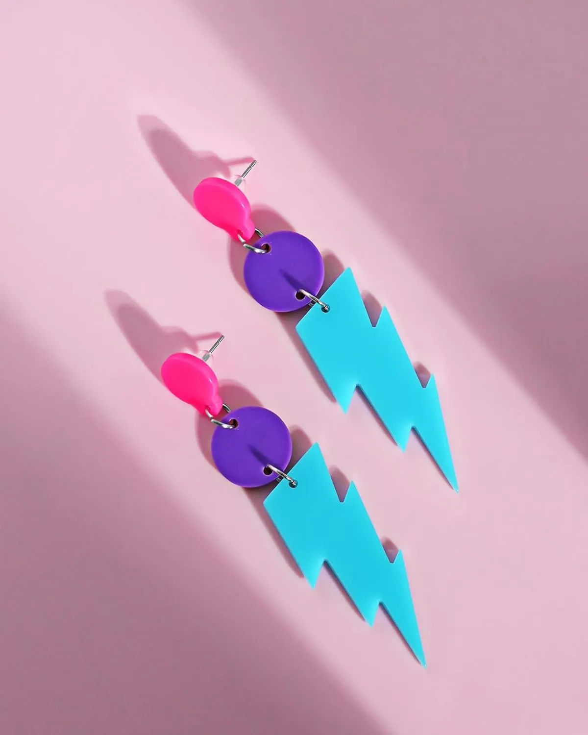80s 90s Earrings for Women Colorful Lightning Acrylic Drop Earrings Neon Earrings Bulk for 80's 90's Outfit Glow Party Halloween 80s Accessories Jewelry