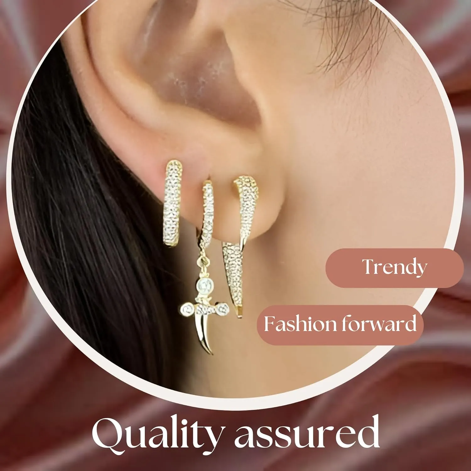 925 Sterling Silver CZ Diamond Huggie Hoop Earrings with Exquisite Box