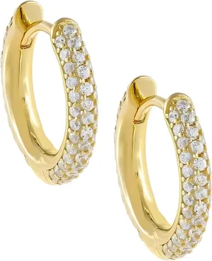 925 Sterling Silver CZ Diamond Huggie Hoop Earrings with Exquisite Box