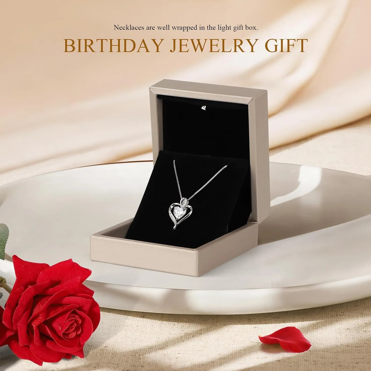 925 Sterling Silver Necklace - Exquisite Silver Jewelry for Women - Heart Pendant Silver Necklace - Birthday, Anniversary, Valentine's Day Gift for Women, Wife, Mom, Girlfriend, Lady