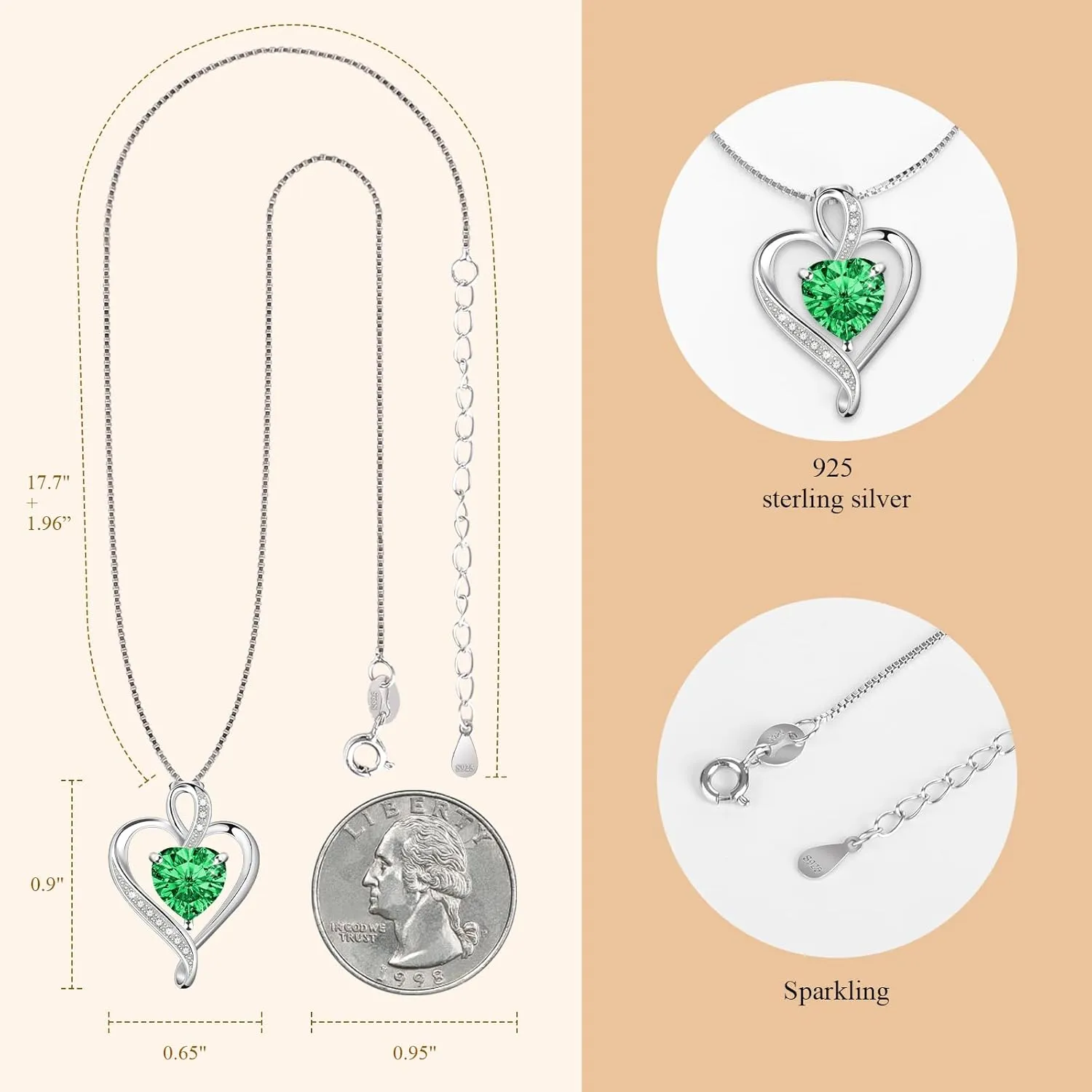 925 Sterling Silver Necklace - Exquisite Silver Jewelry for Women - Heart Pendant Silver Necklace - Birthday, Anniversary, Valentine's Day Gift for Women, Wife, Mom, Girlfriend, Lady