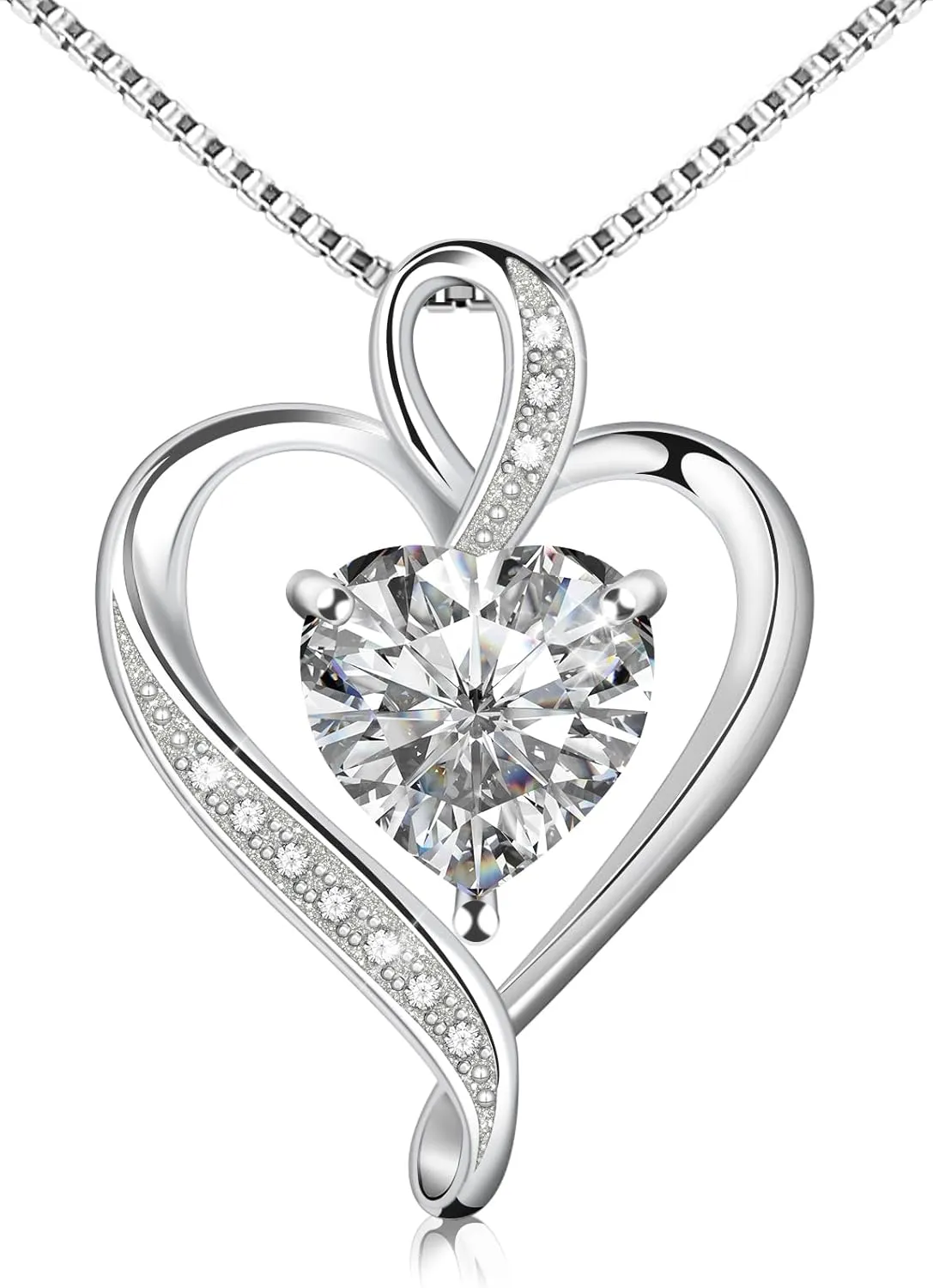 925 Sterling Silver Necklace - Exquisite Silver Jewelry for Women - Heart Pendant Silver Necklace - Birthday, Anniversary, Valentine's Day Gift for Women, Wife, Mom, Girlfriend, Lady