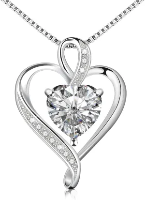 925 Sterling Silver Necklace - Exquisite Silver Jewelry for Women - Heart Pendant Silver Necklace - Birthday, Anniversary, Valentine's Day Gift for Women, Wife, Mom, Girlfriend, Lady