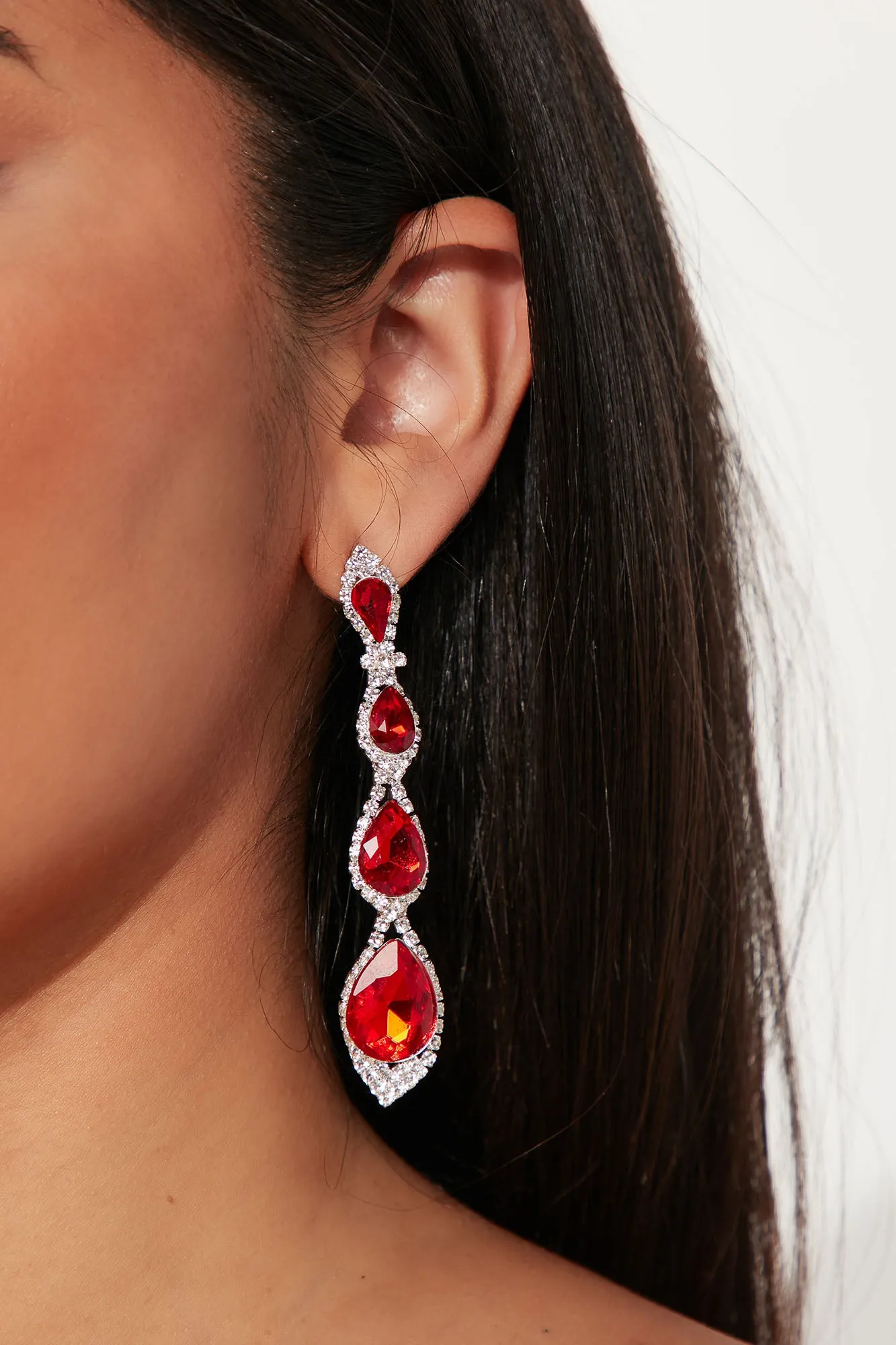 A Touch Of Elegance Earrings - Silver/Red