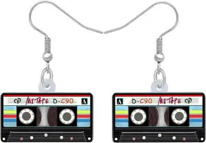 Acrylic Retro 80S 90S Magnetic Cassette Tape Earrings Antique Dangle Vintage Jewelry For Women Music Lovers Gifts Charms