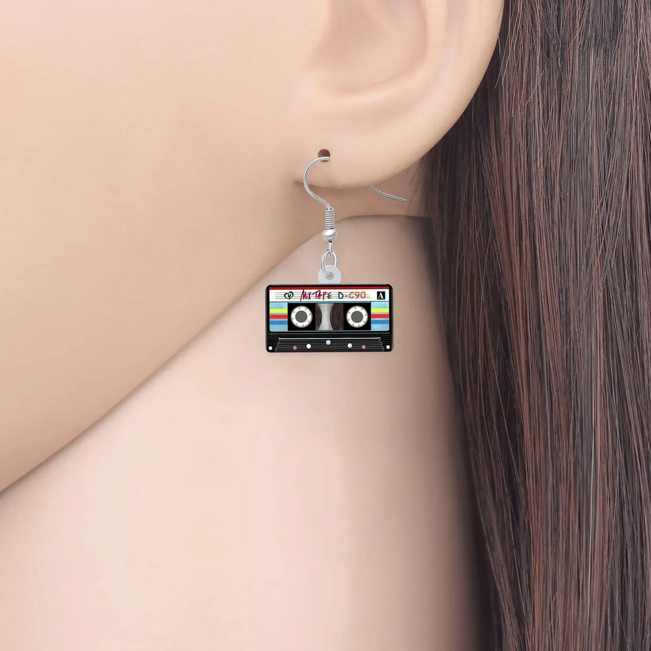 Acrylic Retro 80S 90S Magnetic Cassette Tape Earrings Antique Dangle Vintage Jewelry For Women Music Lovers Gifts Charms