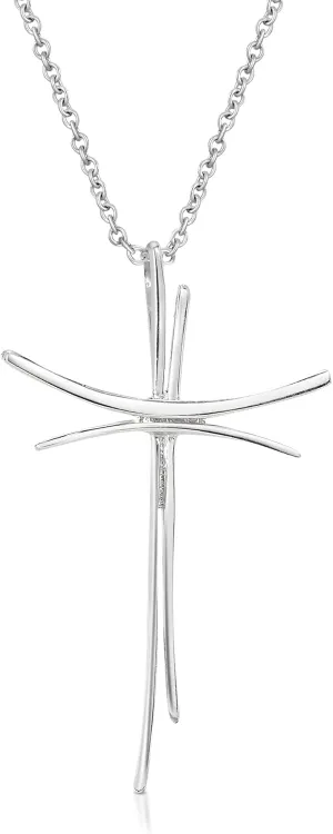 AeraVida Conjoined Modern Cross .925 Sterling Silver Pendant Necklace | Modern Cross Necklace for Women | Cross Necklace Jewelry | Cross Pendant Necklace for Women