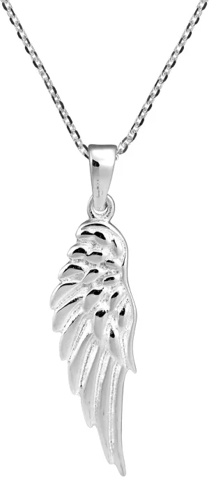 AeraVida Enchanting Shiny Sterling Silver Angel Wing Earrings and Necklace