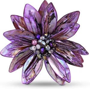 AeraVida Pretty Fuchsia Lavender Water Lily Mother of Pearl Pin Brooch | Clothes Accessories | Brooch Dress | Large Brooches