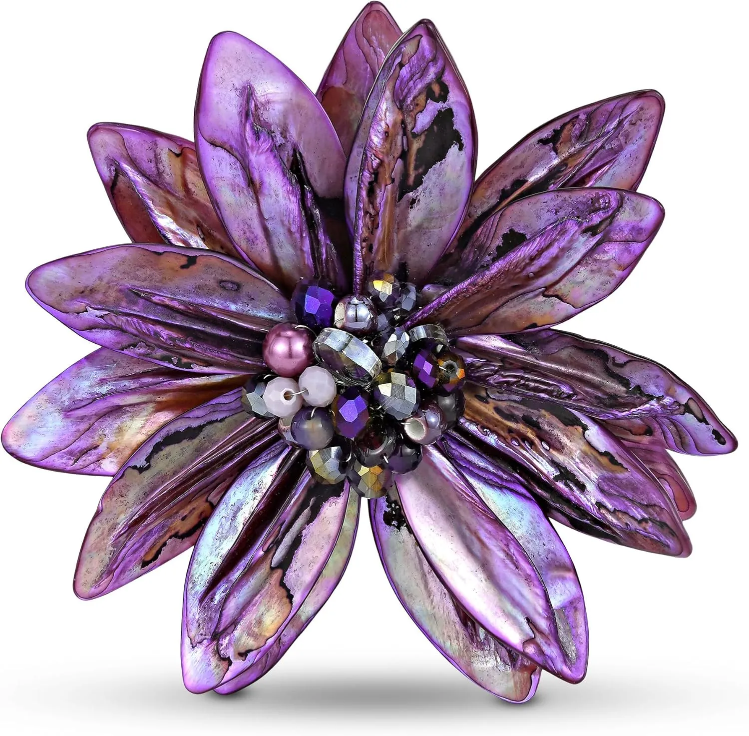 AeraVida Pretty Fuchsia Lavender Water Lily Mother of Pearl Pin Brooch | Clothes Accessories | Brooch Dress | Large Brooches