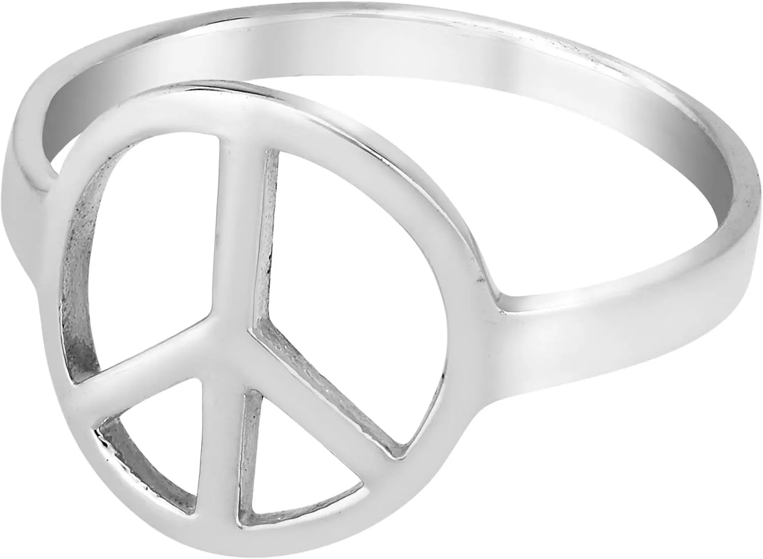 AeraVida Shiny Peace Sign No War .925 Sterling Silver Ring
