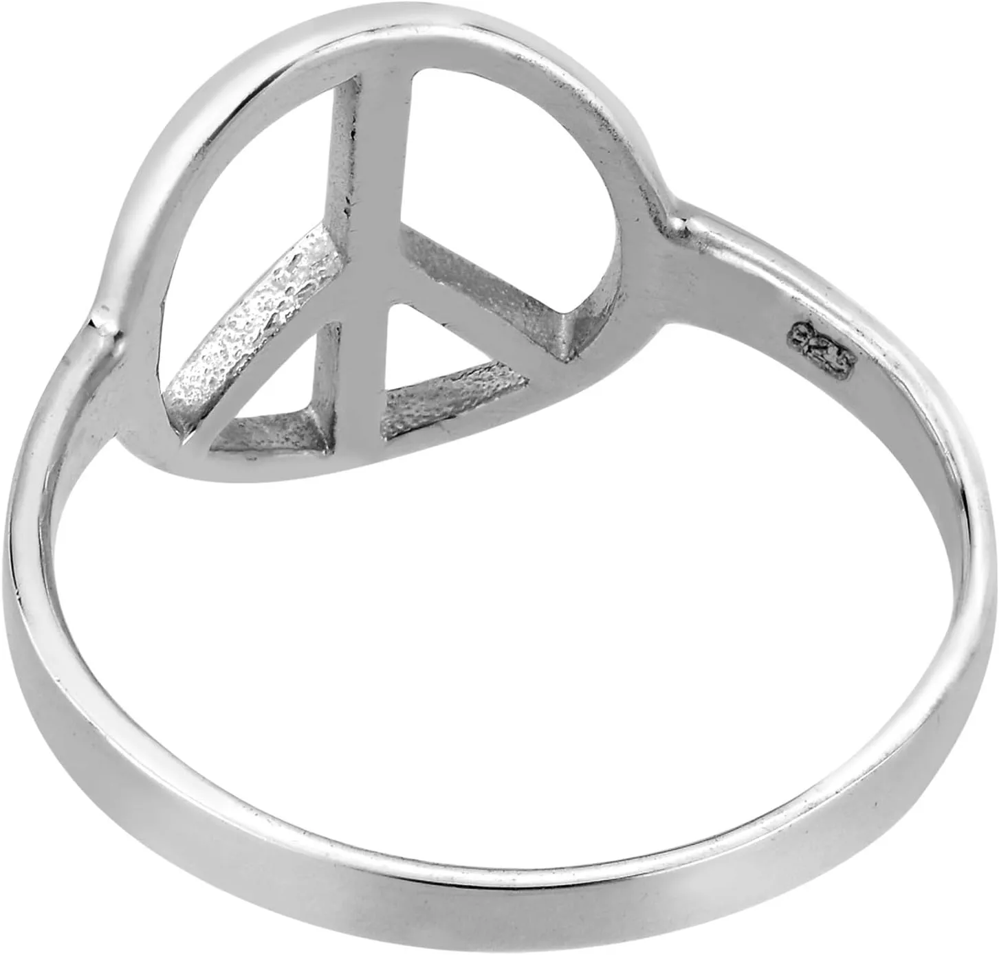 AeraVida Shiny Peace Sign No War .925 Sterling Silver Ring