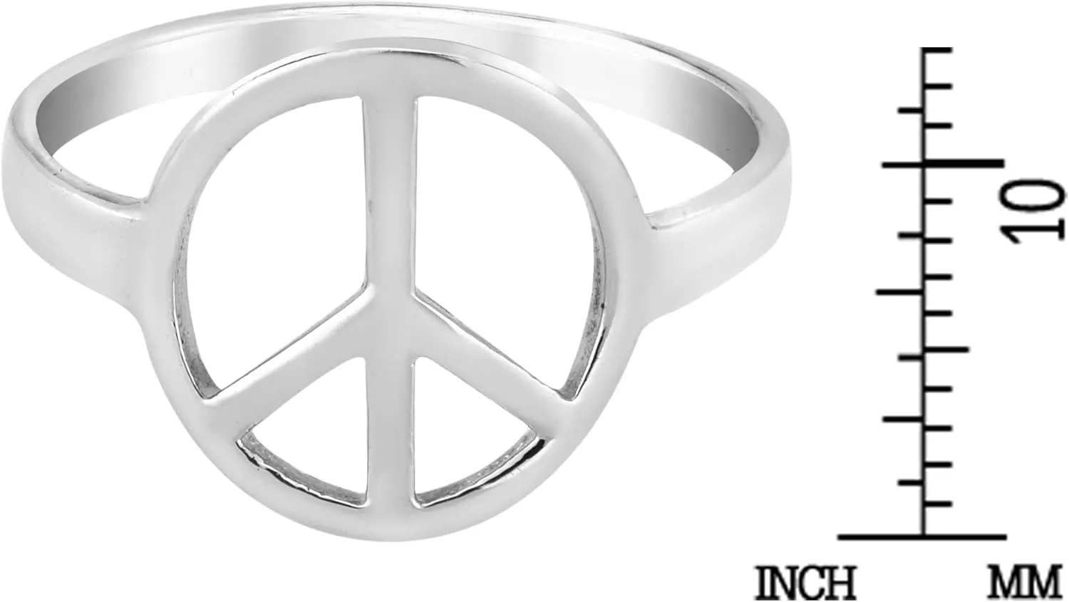 AeraVida Shiny Peace Sign No War .925 Sterling Silver Ring