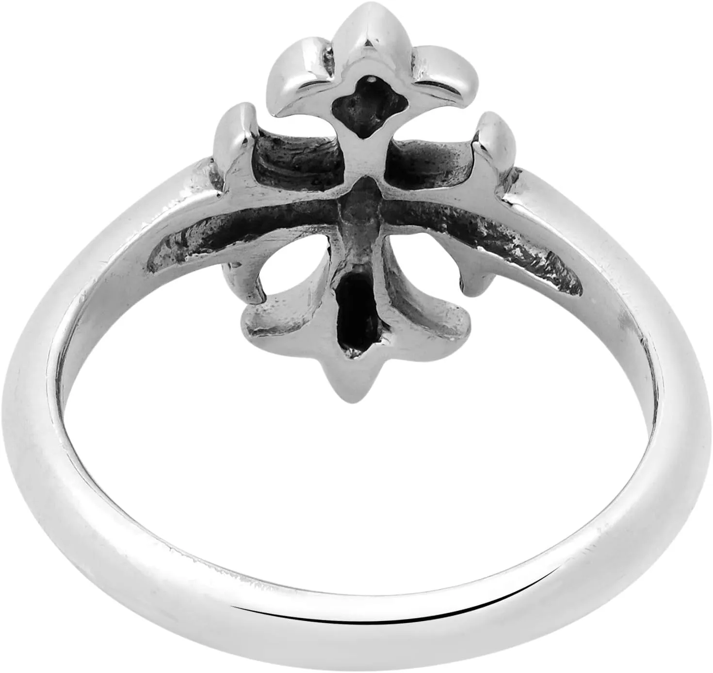 AeraVida Vintage Beautifully Elegant Lily Flower .925 Sterling Silver Cross Ring