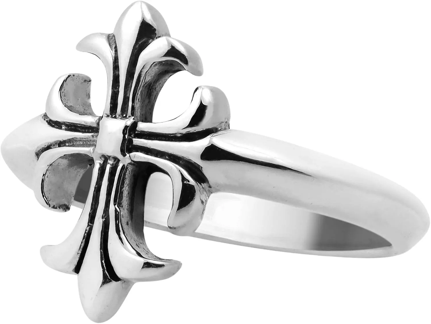 AeraVida Vintage Beautifully Elegant Lily Flower .925 Sterling Silver Cross Ring