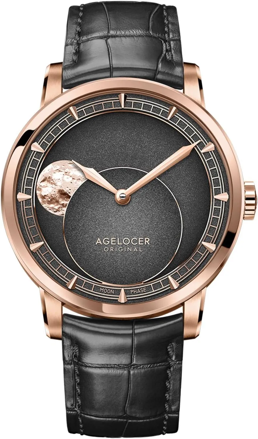 AGELOCER Men's Watch New Automatic Mechanical,29.51-Day Precision Moon Phase Module Dial,Sapphire Glass,80-Hour Power Reserve,Luminous,Business Watches for Man,Dress Luxury Gift for Men