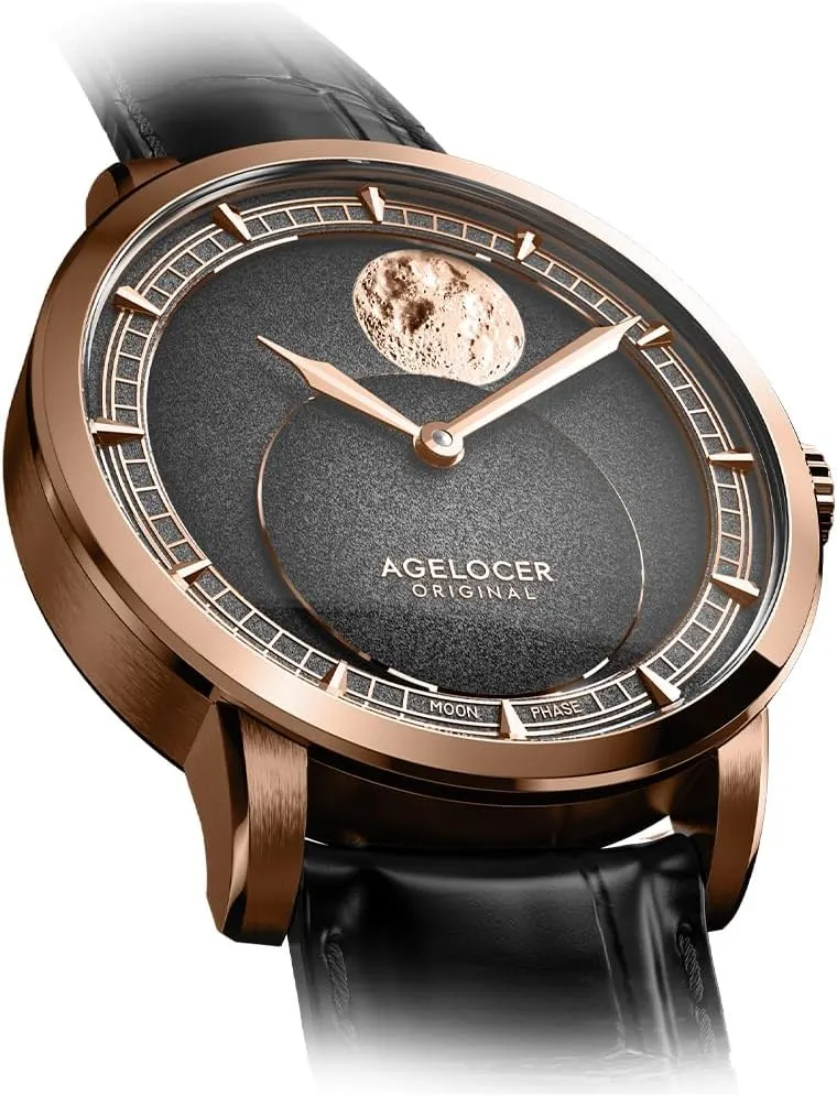 AGELOCER Men's Watch New Automatic Mechanical,29.51-Day Precision Moon Phase Module Dial,Sapphire Glass,80-Hour Power Reserve,Luminous,Business Watches for Man,Dress Luxury Gift for Men