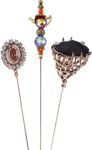 Alilang Classic 10Pcs/ 7Pcs/ 5Pcs/ 3Pcs/ 2Pcs Hat Pin Vintage Safety Pins Brooches Suit Tie Hat Scarf Set Jewelry Accessories